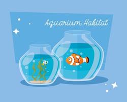 aquariums poissons avec eau, aquariums animaux marins vecteur