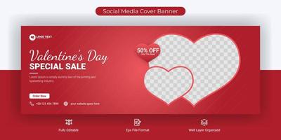 conception de modèle de bannière de couverture de publication de médias sociaux de vente de la saint valentin vecteur