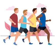 hommes faisant du jogging, hommes courant, hommes en tenue de sport faisant du jogging vecteur