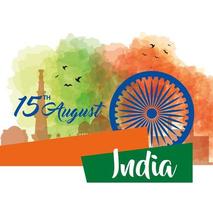 bonne fête de l'indépendance indienne, célébration du 15 août, avec ashoka chakra et décoration vecteur