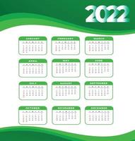 calendrier 2022 bonne année conception abstraite illustration vectorielle blanc et vert vecteur