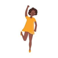 fille africaine en robe jaune protestant. vecteur