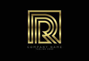 lettre de ligne de couleur dorée de luxe r, symbole de l'alphabet graphique pour l'identité de l'entreprise vecteur