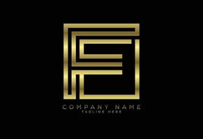 lettre de ligne de couleur dorée de luxe f, symbole de l'alphabet graphique pour l'identité de l'entreprise vecteur