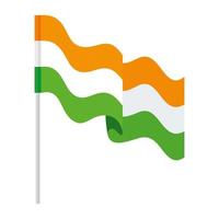 drapeau de l'inde, le drapeau national de l'inde sur un poteau, sur fond blanc vecteur