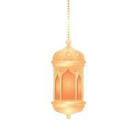 lanterne ramadan kareem suspendue, lanterne dorée suspendue sur fond blanc vecteur