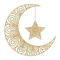 ornement de célébration eid sur fond blanc, lune avec étoile suspendue vecteur