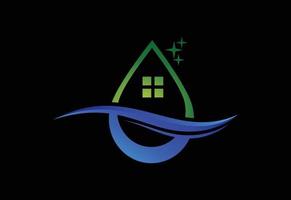 modèle de conception de logo de service de nettoyage de maison, symbole de signe de logo de société de nettoyage. vecteur