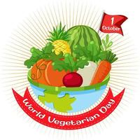 logo de la journée mondiale végétarienne avec légumes et fruits vecteur