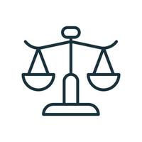 icône linéaire des échelles de poids d'équilibre. icône des droits civiques. pictogramme de ligne d'échelle de loi. symbole de jugement et de justice. signe d'égalité entre les hommes et les femmes. illustration vectorielle. vecteur