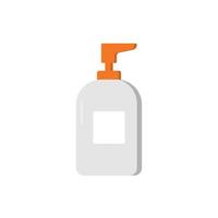 pompe à bouteille pour l'icône de savon liquide en style cartoon. pictogramme contenant du savon antibactérien. icône cosmétique de lavage des mains. bouteille en plastique pour la beauté ou la médecine. illustration vectorielle isolée. vecteur