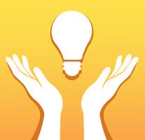 mains tenant le vecteur icône ampoule, concept créatif