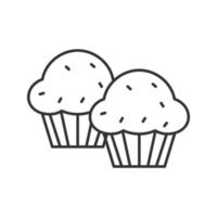 icône linéaire de petits gâteaux. illustration de la ligne mince. muffins. symbole de contour. dessin de contour isolé de vecteur