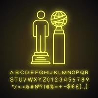 icône de néon de récompense de film. signe lumineux avec alphabet, chiffres et symboles. illustration vectorielle isolée vecteur