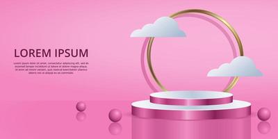 affichage de produit cosmétique podium rose 3d réaliste vecteur