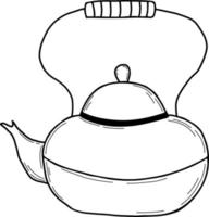 bouilloire de cuisine. illustration vectorielle. linéaire, dessiné à la main, griffonnage vecteur