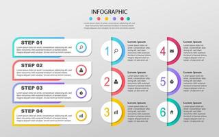 conception infographique vectorielle avec des icônes. options ou étapes. diagramme de processus, organigramme, graphique d'informations, infographie pour le concept d'entreprise, bannière de présentations, mise en page du flux de travail. vecteur