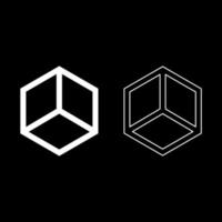 Forme de cube abstrait boîte hexagonale icon set illustration vectorielle de couleur blanche image de style plat vecteur