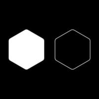 hexagone avec coins arrondis icon set illustration vectorielle de couleur blanche image de style plat vecteur