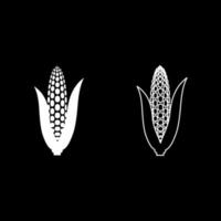 jeu d'icônes de maïs illustration couleur blanche style plat image simple vecteur