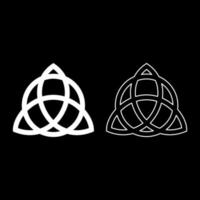 noeud trikvetr avec cercle puissance de trois symbole viking tribal pour tatouage icône noeud trinité ensemble illustration vectorielle de couleur blanche image de style plat