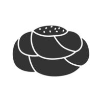 icône de glyphe de pain de pâtisserie. pâte sucrée. pain fantaisie. symbole de la silhouette. espace négatif. illustration vectorielle isolée vecteur