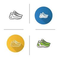icône de baskets. design plat, styles linéaires et de couleur. formateurs. chaussures de sport. illustrations vectorielles isolées vecteur