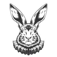 dessin au trait de noblesse de lapin. vintage. tatouage de lapin ou illustration vectorielle de conception d'impression d'événement de pâques. vecteur