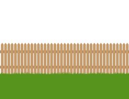 Sans soudure de clôture en bois et d&#39;herbe verte isolé sur fond blanc vecteur