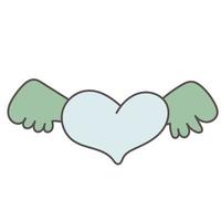 symbole de coeur voler sur la gravure de croquis d'ailes. symbole de chagrin d'amour d'amour romantique. symbole de la saint valentin vecteur