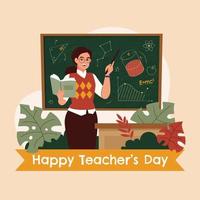 concept de la journée des enseignants heureux vecteur
