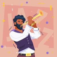 musicien de jazz joue le concept de trompette vecteur