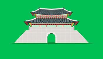 La porte sungnyemun a changé le palais de Séoul en Corée du Sud illustration vecteur eps10