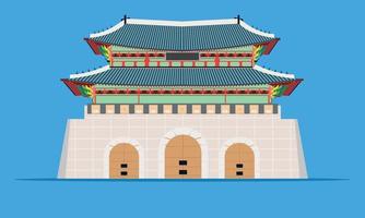 Gwanghwamun gate palais gyeongbokgung à séoul corée du sud illustration vecteur eps10