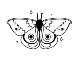 papillon. symboles magiques griffonnages boho ésotérique éléments mystiques dessinés à la main cristaux de pierre. éléments vectoriels magiques vecteur