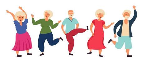 personnes âgées. les grands-parents dansent. l'homme et la femme plus âgés s'amusent. illustration vectorielle isolée sur fond blanc. vecteur