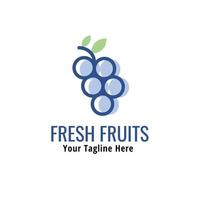 logo de fruits frais. création de logo minimaliste. logo de fruit de raisin créatif et simple vecteur