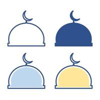 collection de dessins de dôme de mosquée dans un style plat sur fond blanc isolé. couleur de l'icône linéaire vecteur