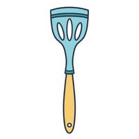 spatule en silicone de cuisine avec icône de vecteur de trous. illustration couleur dessinée à la main isolée sur fond blanc. croquis d'une coutellerie pour la cuisine. clipart de dessin animé plat pour la décoration, le design