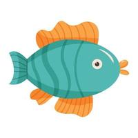 illustration vectorielle de poisson dans un style plat de dessin animé. habitants de la mer, vie océanique dans un style enfantin vecteur