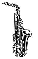 Illustration noir et blanc de saxophone vecteur