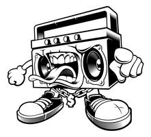 Personnage de boombox graffiti. vecteur