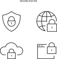 icônes de sécurité isolés sur fond blanc. icône de sécurité contour de ligne mince symbole de sécurité linéaire pour le logo, le web, l'application, l'interface utilisateur. signe simple d'icône de sécurité. vecteur