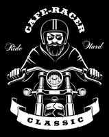 Motocycliste avec barbe sur fond sombre vecteur