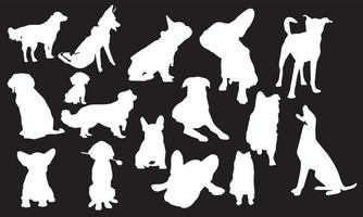 chiens, silhouette, vecteur, illustration, conception vecteur