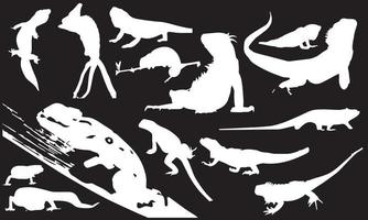 reptiles vector illustration design collection de fond noir et blanc