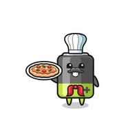 personnage de batterie en tant que mascotte du chef italien vecteur