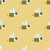 guêpe, abeille, modèle sans couture de bourdon sur fond jaune. illustration plate. style de dessin animé. illustration vectorielle vecteur
