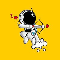 illustration vectorielle d'astronaute de dessin animé portant un arc d'amour vecteur