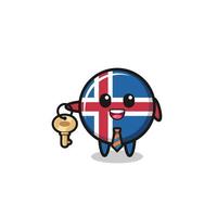 joli drapeau islandais en tant que mascotte d'agent immobilier vecteur